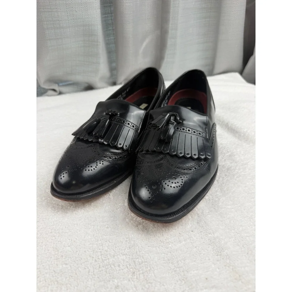 Florsheim Mens Black Leather Wingtip Kiltie Tassel Loafers 20533 Dress Shoes 9.5